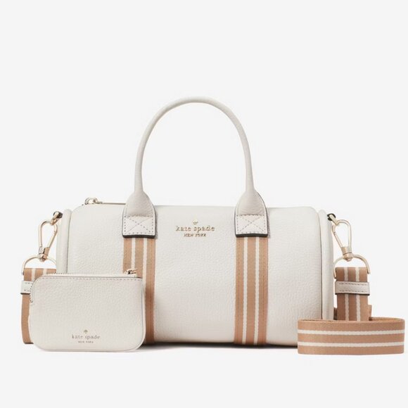 Kate Spade Rosie Small Duffle Barrel Pebbled Leather Crossbody Parchment